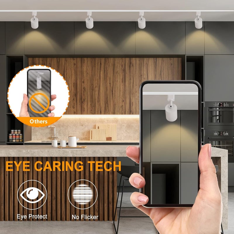 VANoopee 8 حزمة رؤوس إضاءة مسار من نوع J 10W قابلة للتعتيم لرؤوس إضاءة المسار البديلة لجونو، ضوء سقف دافئ 3000K، خالي من الوميض CRI90+ 24° 800lm أبيض - Image 5